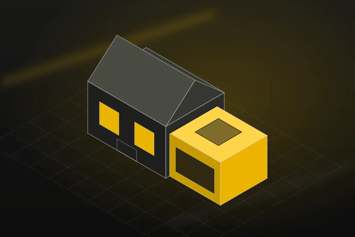 Illustration of a house with a new yellow extension built onto its side